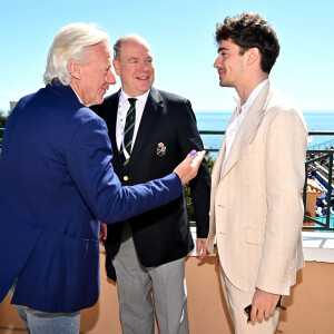 Bjorn Borg, le prince Albert II de Monaco et Charles Leclerc - La famille princière de Monaco assiste à la finale homme du tournoi Rolex Monte Carlo Masters 2023 à Roquebrune-Cap-Martin le 16 avril 2023. En s'imposant devant Holger Rune (5-7, 6-2, 7-5), Andrey Rublev a décroché son tout premier Masters 1000. © Bruno Bebert/Bestimage