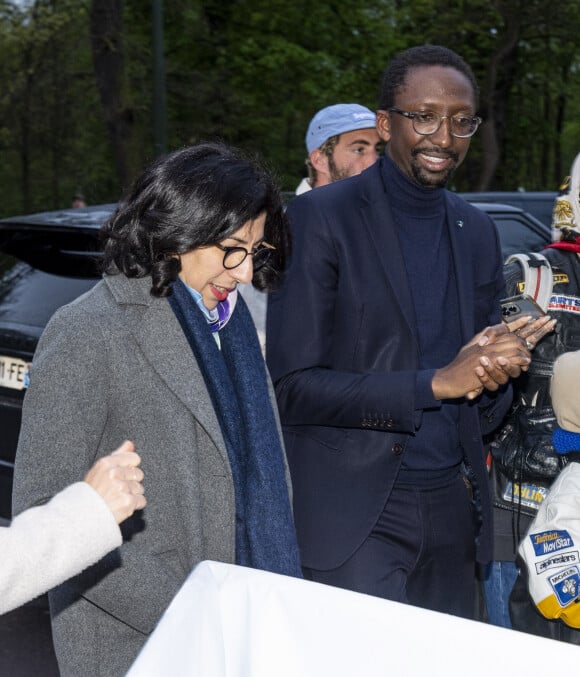 Exclusif - La ministre de la Culture Rima Abdul-Malak, Hervé Berville (Secrétaire d'État auprès de la Première ministre, chargé de la Mer) - Les célébrités au concert de Jay Z à la fondation Louis Vuitton à Paris, France, le 14 avril 2023. © Da Silva-Perusseau/Bestimage 