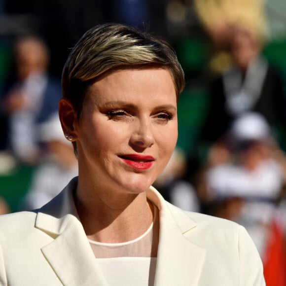 La princesse Charlene de Monaco - La famille princière de Monaco assiste à la finale homme du tournoi Rolex Monte Carlo Masters 2023 à Roquebrune-Cap-Martin. Le 16 avril 2023. © Bruno Bebert/Bestimage