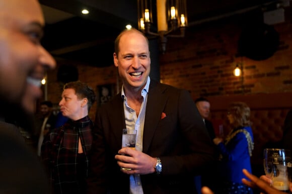 Le prince William, prince de Galles, lors d'une visite au pub "The Rectory" à Birmingham, le 20 avril 2023. Ils ont rencontré les futurs dirigeants et propriétaires d'entreprises locales du secteur des industries créatives de la ville. 
