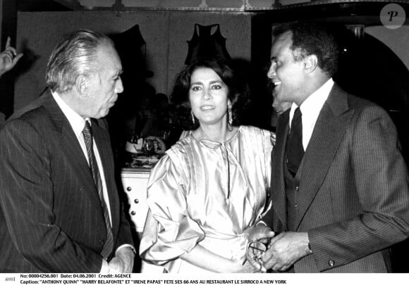 Harry Belafonte et Irene Papas à l'anniversaire d'Anthony Quinn à New York.  