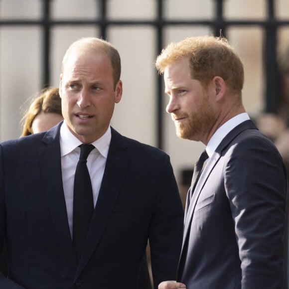 Les princes William et Harry ont été épiés par le Sun, et un procès s'est déroulé à Londres il y a quelques semaines. 
Le prince de Galles William, le prince Harry, duc de Sussex à la rencontre de la foule devant le château de Windsor, suite au décès de la reine Elisabeth II d'Angleterre. 