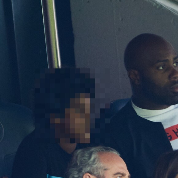 Teddy Riner - People au match de football "PSG vs Lorient" au Parc des Princes à Paris. Le 30 avril 2023 © Cyril Moreau / Bestimage