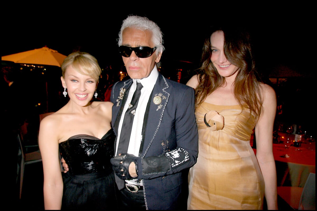 Photo : Kylie Minogue, Karl Lagerfeld, Carla Bruni à la soirée Chanel et  Madame Figaro. - Purepeople