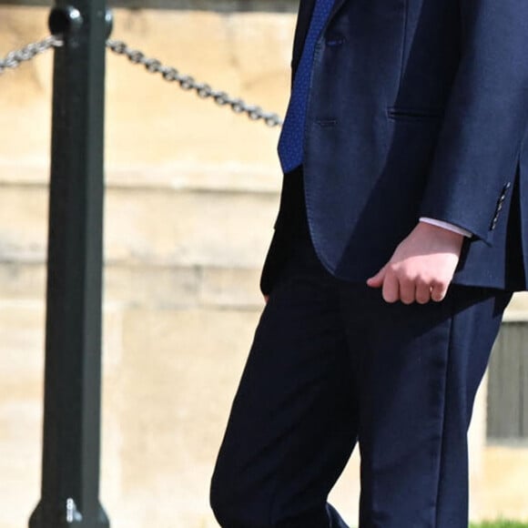 Le prince George de Galles - La famille royale du Royaume Uni arrive à la chapelle Saint George pour la messe de Pâques au château de Windsor le 9 avril 2023. 