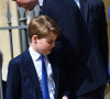 Le petit garçon était "stressé" par ce rôle selon ses parents.
Le prince William, prince de Galles, le prince George - La famille royale du Royaume Uni quitte la chapelle Saint George après la messe de Pâques au château de Windsor le 9 avril 2023. 