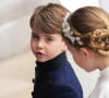 Son cadet Louis était en bleu marine, comme sur le drapeau britannique.
Le prince Louis de Galles, et La princesse Charlotte de Galles - Les invités arrivent à la cérémonie de couronnement du roi d'Angleterre à l'abbaye de Westminster de Londres, Royaume Uni, le 6 mai 2023. 