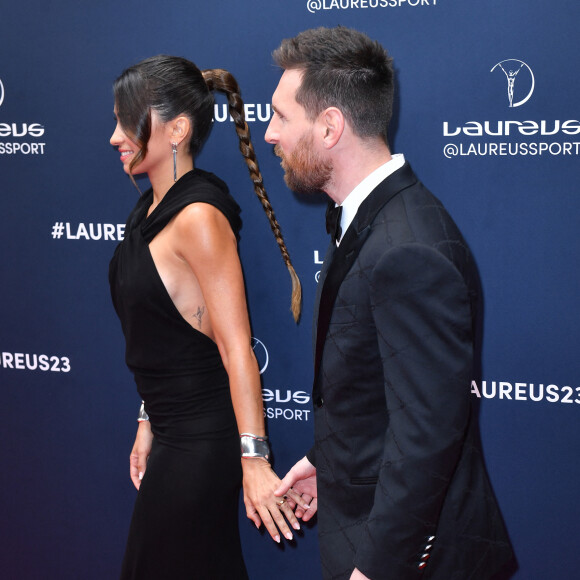 Lionel Messi et sa femme Antonella Roccuzzo - Red Carpet de la cérémonie " 2023 Laureus World Sports Awards" à Paris le 8 mai 2023 . Veeren/Bestimage