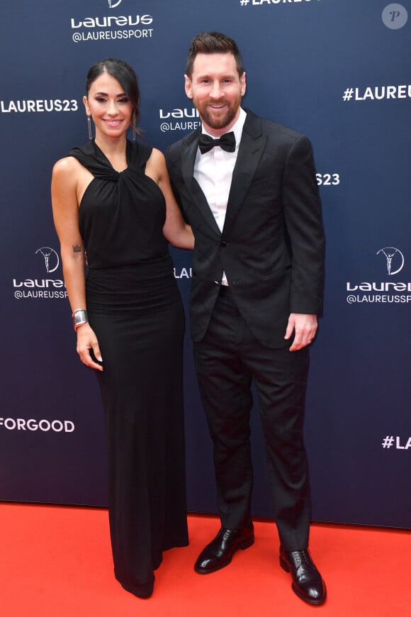 Lionel Messi et sa femme Antonella Roccuzzo - Red Carpet de la cérémonie " 2023 Laureus World Sports Awards" à Paris le 8 mai 2023 . Veeren/Bestimage