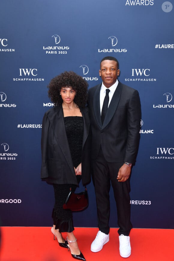 Cameron Woki et sa compagne Alizée Priso - Red Carpet de la cérémonie " 2023 Laureus World Sports Awards" à Paris le 8 mai 2023 . Veeren/Bestimage