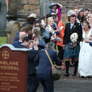 Andy Murray et Kim Sears se marient à la cathédrale de Dunblane en Ecosse, le 11 avril 2015.