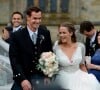 De son côté, Kim Sears était ravissante dans une magnifique robe blanche constellée de perles et de broderies
 
Andy Murray et Kim Sears se marient à la cathédrale de Dunblane en Ecosse, le 11 avril 2015.