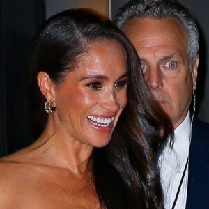 Le prince Harry, duc de Sussex et Meghan Markle, duchesse de Sussex, et sa mère Doria Ragland, à la sortie de la cérémonie des "Women of Vision Awards" au Ziegfeld Theatre à New York, le 16 mai 2023.