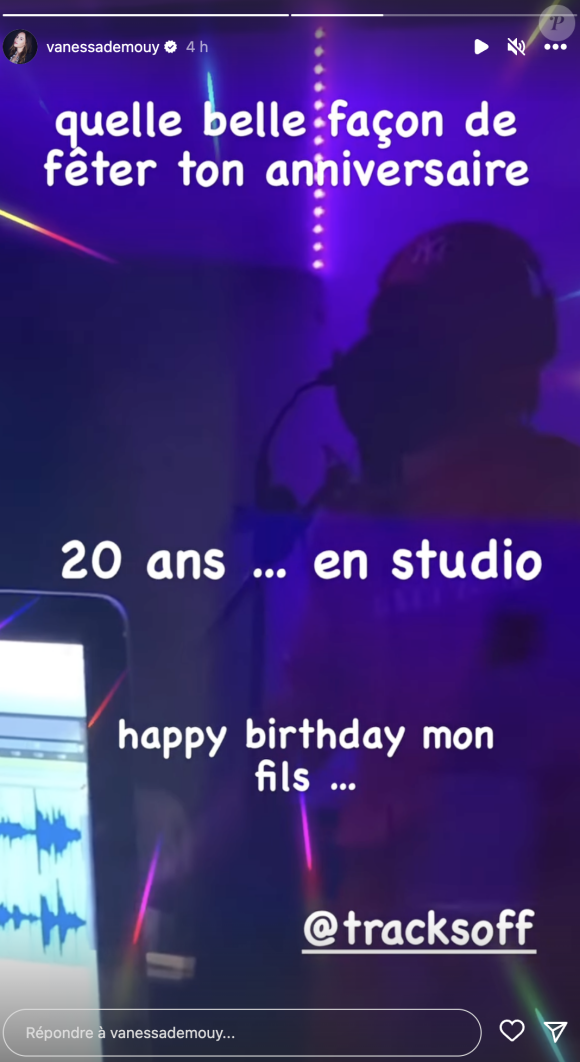 En story, on peut ainsi voir Solal en train de faire de la musique. "Quelle belle façon de fêter ton anniversaire. 20 ans en studio, Happy Birthday mon fils".