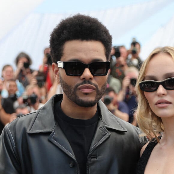 Abel "The Weeknd' Tesfaye, Lily Rose-Depp au photocall de "The Idol" lors du 76ème Festival International du Film de Cannes, le 23 mai 2023. © Jacovides / Moreau / Bestimage 