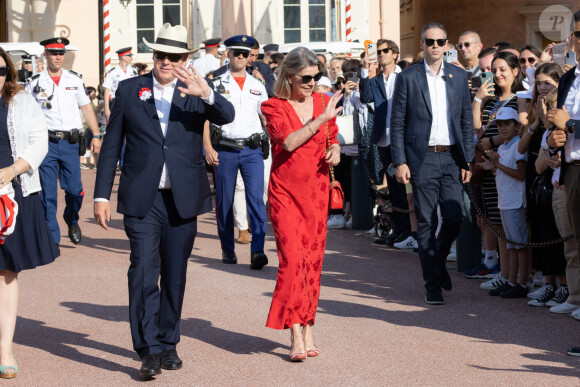 Le prince Albert II de Monaco et La princesse Caroline de Hanovre - "Le rocher en fête" la principauté de Monaco fête le centenaire du prince Rainier III à Monaco, le 31 mai 2023. © Olivier Huitel/Pool Monaco/Bestimage