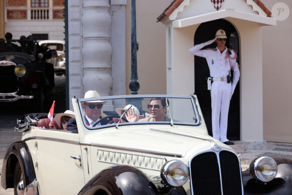 Le prince Albert II de Monaco, La princesse Charlène de Monaco, La princesse Gabriella de Monaco, comtesse de Carladès et Le prince Jacques de Monaco, marquis des Baux - "Le rocher en fête" la principauté de Monaco fête le centenaire du prince Rainier III à Monaco, le 31 mai 2023. © Jean-Charles Vinaj/Pool Monaco/Bestimage