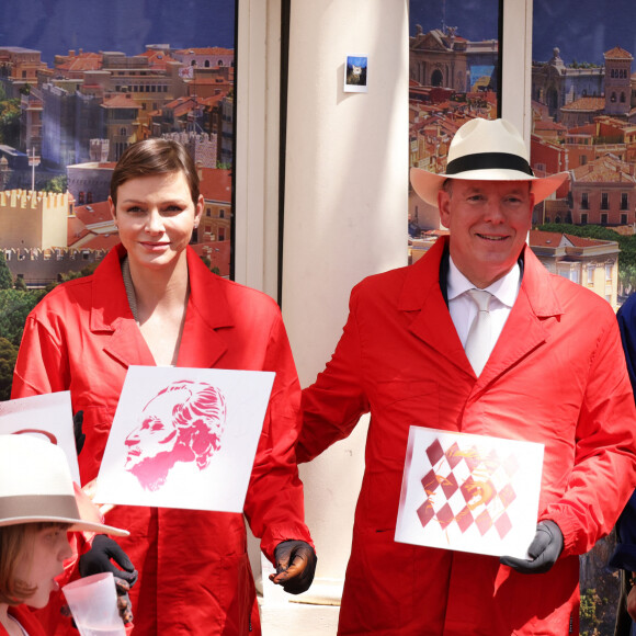 La princesse Gabriella de Monaco, comtesse de Carladès, La princesse Charlène de Monaco, Le prince Albert II de Monaco et La princesse Stéphanie de Monaco - "Le rocher en fête" la principauté de Monaco fête le centenaire du prince Rainier III à Monaco, le 31 mai 2023. © Jean-Charles Vinaj/Pool Monaco/Bestimage