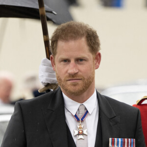 Le prince Harry, duc de Sussex - Les invités arrivent à la cérémonie de couronnement du roi d'Angleterre à l'abbaye de Westminster de Londres, Royaume Uni, le 6 mai 2023 