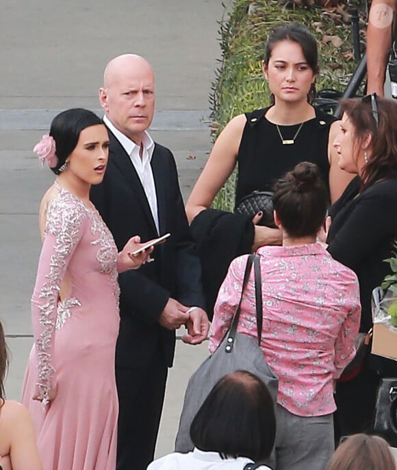 Exclusif - Bruce Willis et son ex-femme Demi Moore sont venus soutenir leur fille Rumer, qui participe à la nouvelle saison de l'émission "Dancing with the Stars" à Hollywood le 16 mars 2015.