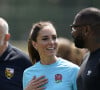 Il faut dire qu'elle est la Patronne du rugby britannique ! 
Catherine Kate Middleton, princesse de Galles, participe à des exercices de rugby lors d'une visite au Maidenhead Rugby Club, dans le Berkshire le 7 juin 2023. 