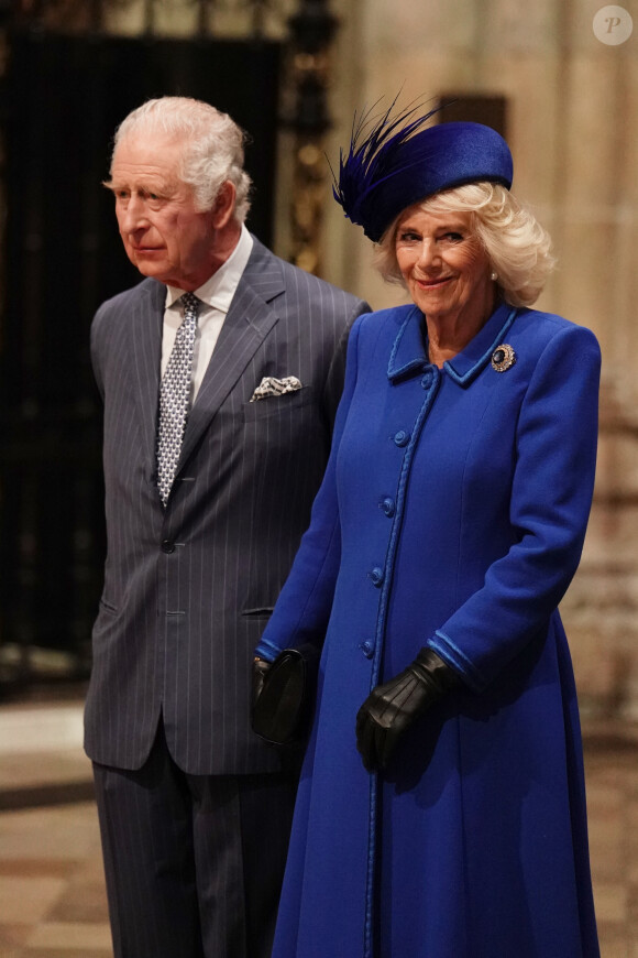 Le roi Charles III d'Angleterre et Camilla Parker Bowles, reine consort d'Angleterre - Service annuel du jour du Commonwealth à l'abbaye de Westminster à Londres, Royaume Uni, le 13 mars 2023.