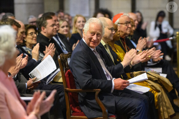 Le roi Charles III d'Angleterre, assiste à la nouvelle série de concerts du Wigmore Hall à l'église catholique romaine St James. Londres, le 6 juin 2023. 