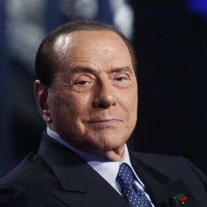 Silvio Berlusconi sur le plateau de l'émission "Porta a Porta" à Rome, le 14 février 2019. 