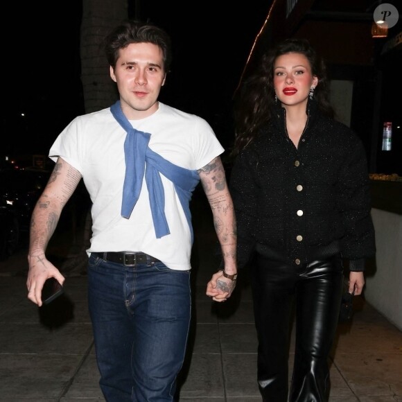 Exclusif - Brooklyn Beckham et sa femme Nicola Peltz sont allés dîner en amoureux le jour de la Saint-Valentin à Beverly Hills le 14 février 2023. 