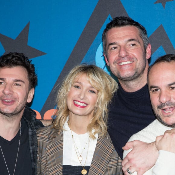 Michaël Youn, Arnaud Ducret, François-Xavier Demaison, Caroline Anglade (enceinte) au photocall du film "Divorce Club" lors de la 23ème édition du festival international du film de comédie l'Alpe d'Huez, le 17 janvier 2020. © Cyril Moreau/Bestimage 