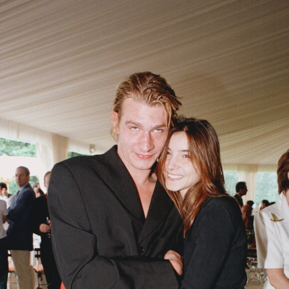 Guillaume Depardieu et Clotilde Courau, Paris Bagatelle 1997.