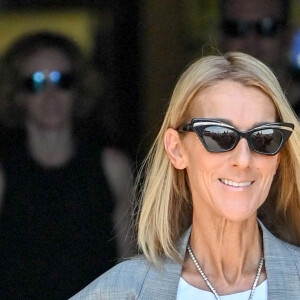 Celine Dion à la sortie de l'hôtel de Crillon à Paris pendant la fashion week Haute-Couture automne-hiver 2019/2020 le 3 juillet 2019.