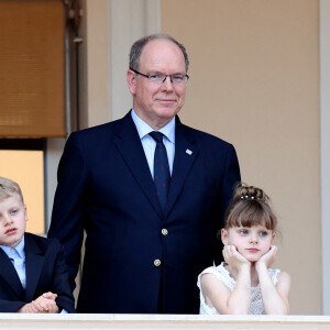 Le prince Albert II de Monaco, le prince héréditaire Jacques et la princesse Gabriella durant la célébration de la traditionnelle fête de la Saint Jean à Monaco le 23 juin 2023. © Claudia Albuquerque / Bestimage 