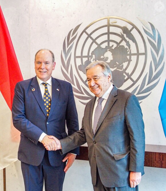 António Guterres, secrétaire général des Nations Unies - Le prince Albert II de Monaco et la princesse Stéphanie assistent à la conférence intergouvernementale sur la biodiversité marine des zones situées au-delà des limites de la juridiction nationale aux Nations Unies le 19 juin 2023 