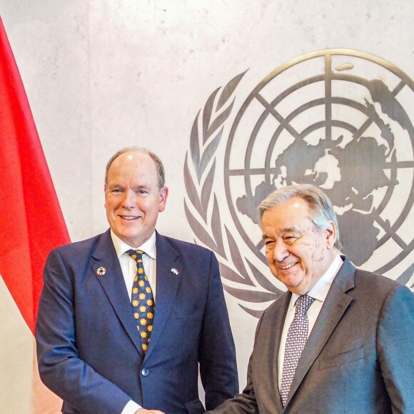 António Guterres, secrétaire général des Nations Unies - Le prince Albert II de Monaco et la princesse Stéphanie assistent à la conférence intergouvernementale sur la biodiversité marine des zones situées au-delà des limites de la juridiction nationale aux Nations Unies le 19 juin 2023 