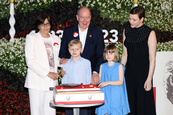 La princesse Stéphanie de Monaco, le prince Albert II, la princesse Charlene, Le prince Jacques de Monaco, marquis des Baux, La princesse Gabriella de Monaco, comtesse de Carladès - "Le rocher en fête" la principauté de Monaco fête le centenaire du prince Rainier III à Monaco, le 31 mai 2023. © Claudia Albuquerque / Bestimage 