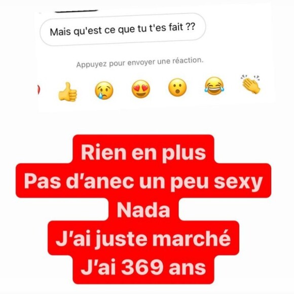 "J'ai juste marché. J'ai 369 ans", a souligné Camille Combal en relayant l'un des messages de ses followers.