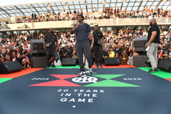 Showcase de Ninho lors de la soirée des 20 ans du Quai 54 au stade Roland Garros à Paris le 2 juillet 2023. © Veeren / Bestimage 