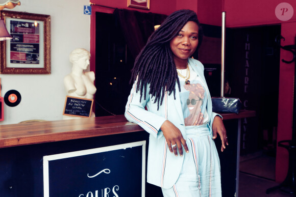 ... Et Kareen Guiock-Thuram.
Exclusif - Kareen Guiock-Thuram - Backstage - Enregistrement de l'émission "Jacky aux platines" au théâtre Clavel à Paris, présentée par J.Jakubowicz, et diffusée le 15 juillet sur 20 minutes TV. Le 13 juin 2023. © Christophe Clovis / Bestimage