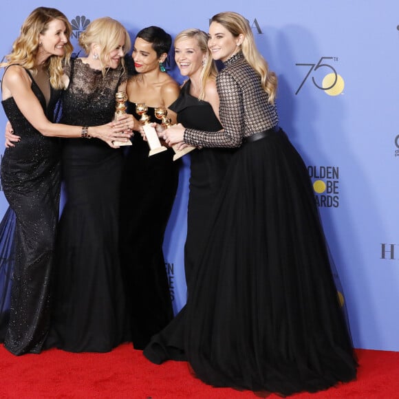 Laura Dern, Nicole Kidman, Zoë Kravitz, Reese Witherspoon, Shailene Woodley (Meilleure mini-série pour "Big Little Lies") - Pressroom - 75ème cérémonie annuelle des Golden Globe Awards au Beverly Hilton Hotel à Los Angeles, le 7 janvier 2018. 
