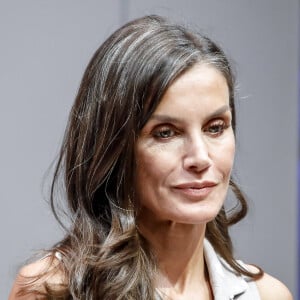 Traits tirés, Letizia d'Espagne semblait fatiguée  ce mercredi. 
Letizia d'Espagne - Remise des décorations de La Caixa au Caixaforum, Madrid, Espagne.