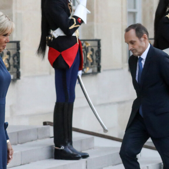 Le président de la république française, Emmanuel Macron et sa femme la première dame, Brigitte Macron recoivent pour un dîner le Premier ministre de la République de l'Inde, Narendra Modi, au palais présidentiel de l'Elysée, à Paris, France, le 13 juillet 2023. © Stéphane Lemouton/Bestimage