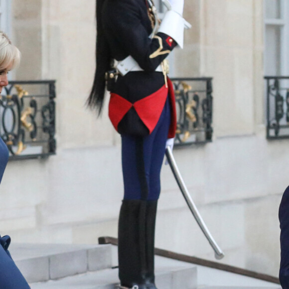 Le président de la république française, Emmanuel Macron et sa femme la première dame, Brigitte Macron recoivent pour un dîner le Premier ministre de la République de l'Inde, Narendra Modi, au palais présidentiel de l'Elysée, à Paris, France, le 13 juillet 2023. © Stéphane Lemouton/Bestimage