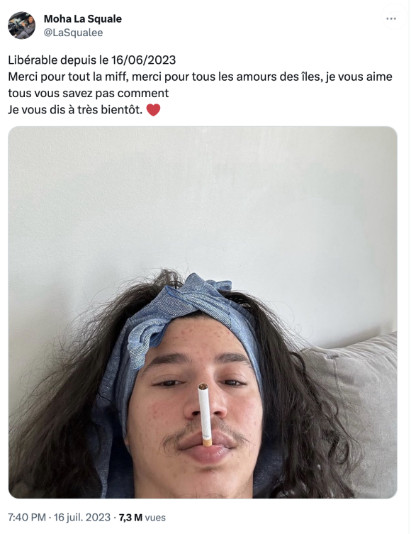 Il a ainsi donné de ses nouvelles, remerciant ses fans.
Moha La Squale sur Twitter