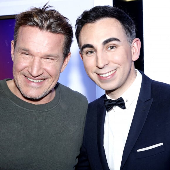 Exclusif - Benjamin Castaldi et Jordan de Luxe lors de l'enregistrement de l'émission "Chez Jordan" à Paris. Le 20 février 2023 © Cédric Perrin / Bestimage 