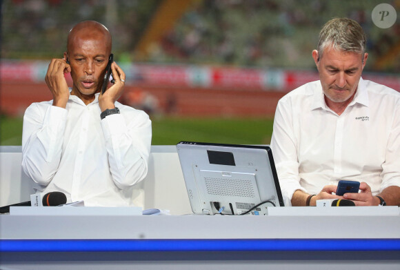 Stéphane Diagana et Alexandre Pasteur lors du championnats d'Europe d'athlétisme à Munich, Allemagne, le 15 août 2022. © Laurent Lairys/Panoramic/Bestimage