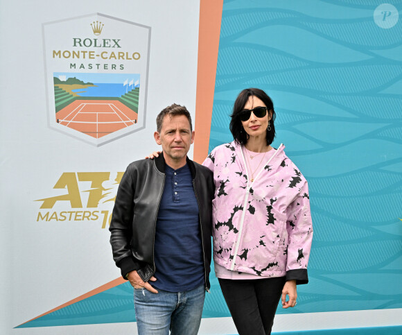 Daniel Riolo et sa compagne Géraldine Maillet - Célébrités en tribune lors du tournoi Rolex Monte Carlo Masters 2023 à Roquebrune-Cap-Martin le 15 avril 2023. © Bruno Bebert/Bestimage