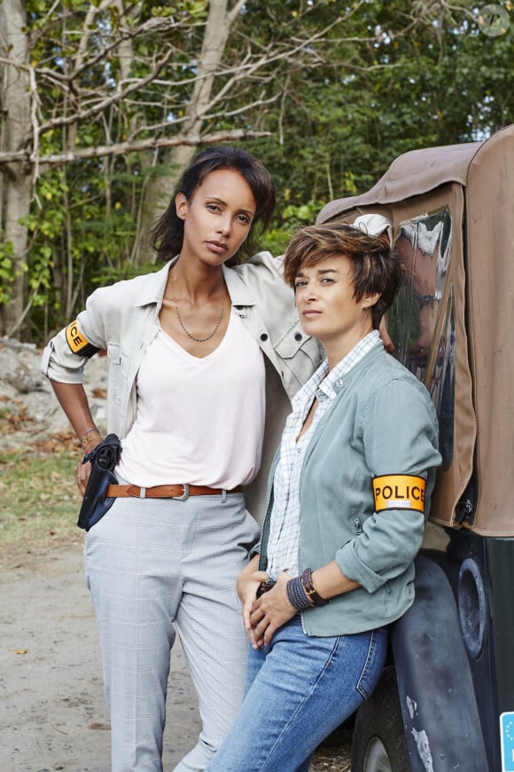 Sonia Rolland et Béatrice de La Boulaye sur le tournage de la série "Tropiques criminels" en Martinique diffusée le 22 novembre sur France 2. Le 8 mai 2019 © Sylvie Castioni / Bestimage