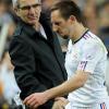 Raymond Domenech et Franck Ribéry lors du match amical de l'équipe de France face à l'Espagne