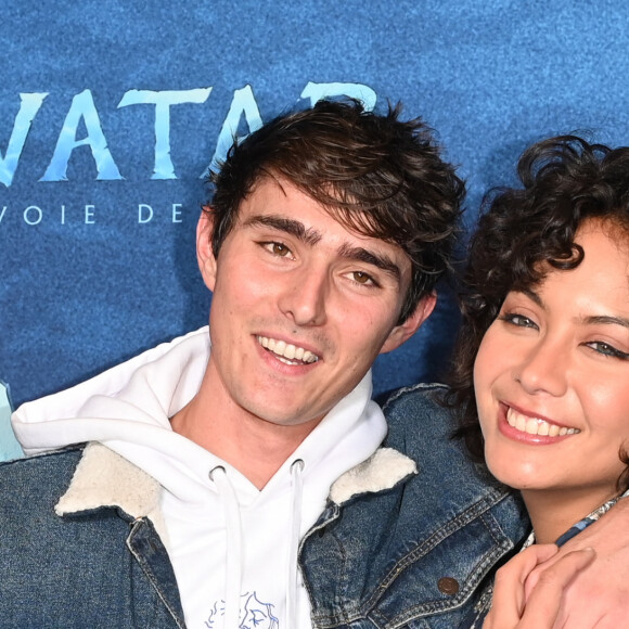 Vaimalama Chaves (Miss France 2019) et son compagnon Nicolas Fleury à la première du film "Avatar: La Voie de l'Eau" au cinéma Le Grand Rex à Paris, le 13 décembre 2022. © Guirec Coadic/Bestimage